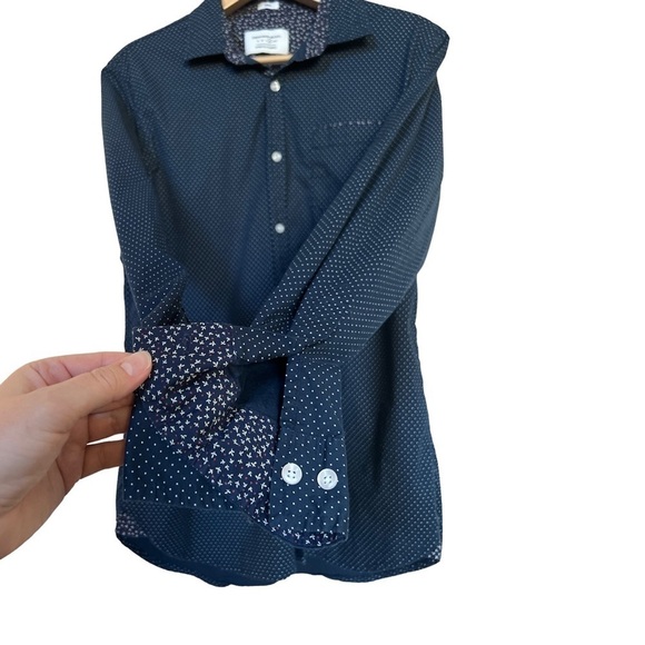 Paper Denim & Cloth Men’s Navy Blue Dotted Button Front Shirt, Size XL - Picture 4 of 9